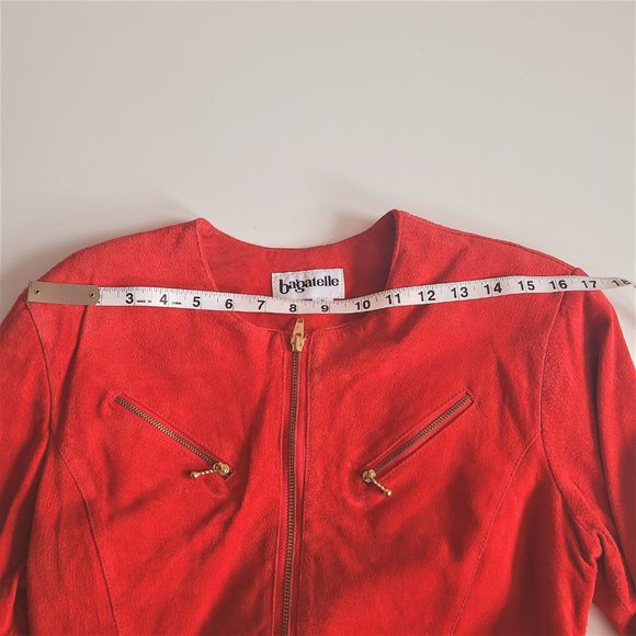 Vintage Bagatelle suede red dress with gold zippers. - Picture 9 of 15